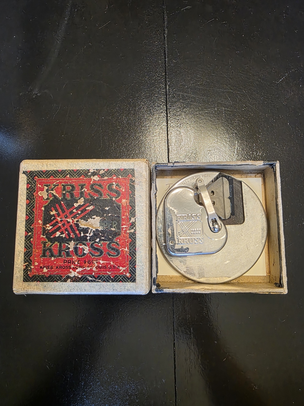 Kriss Kross Stropper Mechanism Razor Blade Sharpener Original Box Vintage 1920's